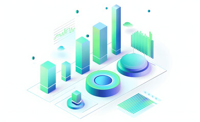 vector  illustration of bar graph circle .Created using generative AI
