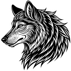 Fototapeta premium wolf in profile gazing upwards vector art