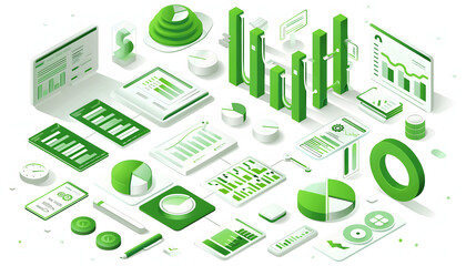 isometric illustration of a data analysis graphs .Created using generative AI
