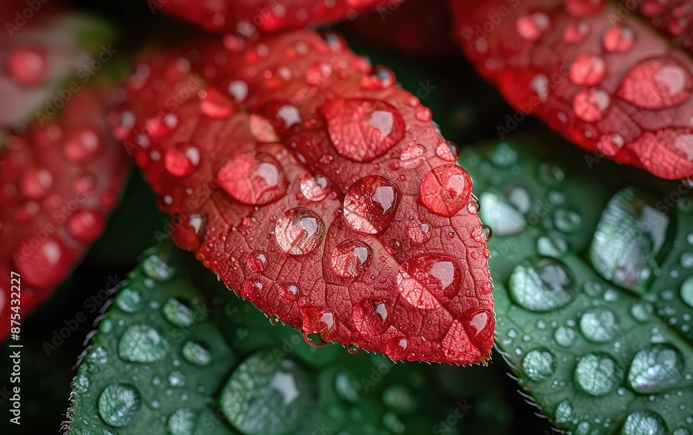 Wall mural water drops on leaf