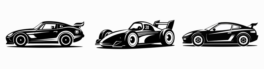 Obraz premium Street racing set flyers colorful with burning wheels from cars near turbo engine for drag or drift race vector illustration