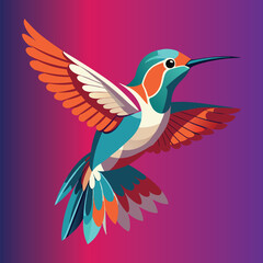 Humming bird or Colibri isolated vector illustration icon symbol sign design  of flying birds with spread flittering wings Trendy vector print suitable for tee, tshirt, hooddie, mug etc