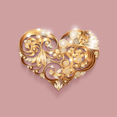 A wedding heart full of love, perfect for an invitation or card, pink, shiny
