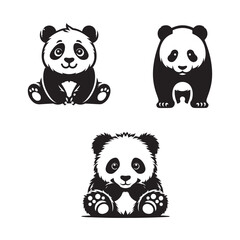 panda  set  silhouette png,panda bear silhouette clipart ,panda  set silhouette tattoo ,panda set silhouette outline ,panda face set silhouette 