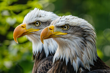Obraz premium Close-Up of Bald Eagles: High-Resolution Wildlife Photography Capturing Majestic Birds of Prey in Natural Habitat