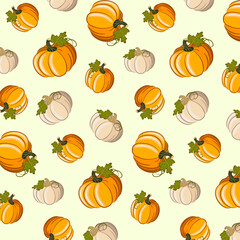 Vector pattern of pumpkins.Seamless vector pattern of pumpkins on a colored background.