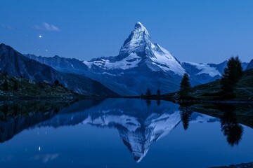 Fototapeta premium Matterhorn Reflection in Tranquil Lake at Dusk
