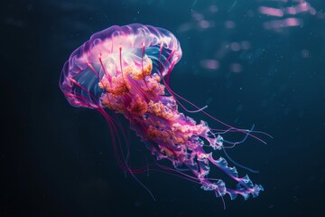 "Vibrant Jellyfish in Deep Sea"