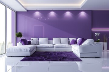 Modern Living Room with Purple Accents