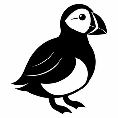 Puffin vector illustration, bird  isolated on white, Puffin silhouette, Puffin  vector art