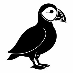 Puffin vector illustration, bird  isolated on white, Puffin silhouette, Puffin  vector art