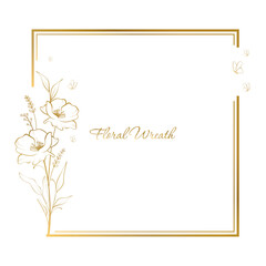 Decorative floral gold composition for greeting card, wedding invitation, fabric