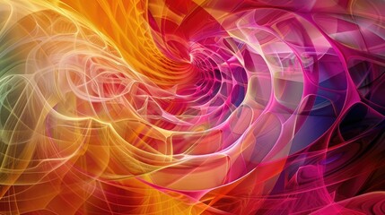 Obraz premium A vibrant display of swirling colors and intricate geometric designs, creating a dynamic and visually captivating abstract scene.