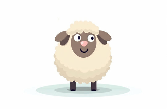 Cute cartoon sheep on white background