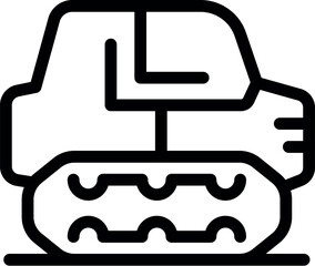 Line icon of a small bulldozer working on a construction site