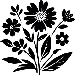 decorative Floral design Silhouette Motif Pattern, Flower design elements silhouette pattern black and white