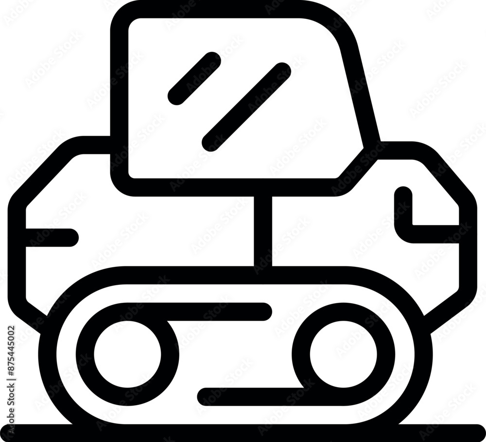 Aufkleber line art icon of a mars rover moving on tracks exploring the surface of mars