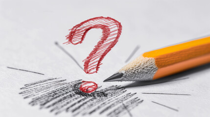 Red question mark 3D effects as choice in school or college candidate election. Concept of choice to important questions on problems with difficult answers. 