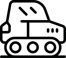 Simple line icon of a small bulldozer driving on a construction site