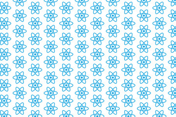 Atom pattern . Blue atom pattern on white background . Vector illustration