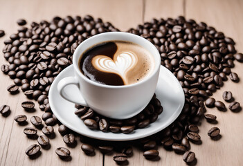 Fototapeta premium Coffee cup and roasted beans.