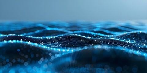 Exploring a Digital Landscape Through Interconnected Data Points, 3D Waves, and Virtual Reality Elements. Concept Virtual Data Explorations, 3D Waves, Interconnected Landscapes, Digital Realities