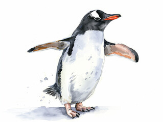 Penguin standing alone on a white background