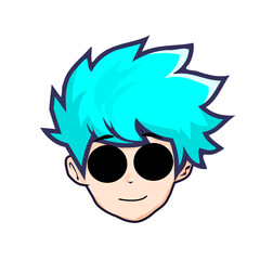head boy with blue hair avatar cartoon