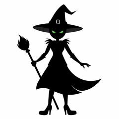 Halloween Broomstick ,Witch with Broomstick silhouette vectort  art,witch with a broom vector