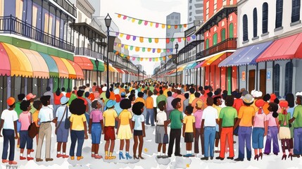 Obraz premium illustation of Mardi Gras - New Orleans, Louisiana Fiesta festival anime cartoon