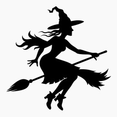 Halloween Broomstick ,Witch with Broomstick silhouette vectort  art,witch with a broom vector