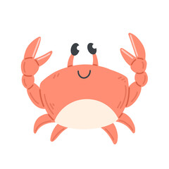 Crab in a cute cartoon style isolated on white. illustration with a smiling crab.
