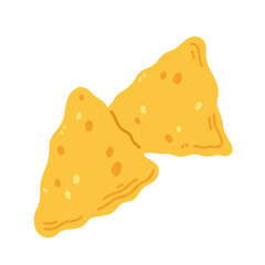 Nachos in cartoon flat style isolated on white background. illustration with Mexican traditional food.