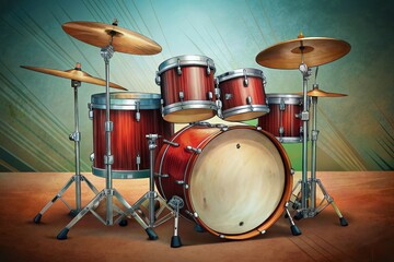 A vintage drum set ready for the next jam session