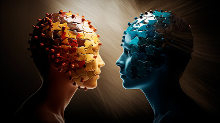 Representation of Autism. Digital Art of Neurodiveregency. Generative AI.