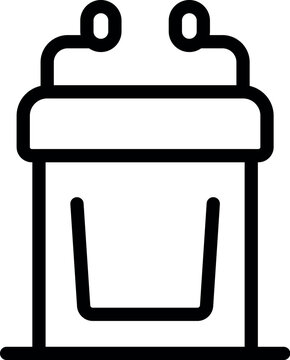 recommend clip art: Simple line icon of a conference tribune with microphones, perfect for representing concepts of public speaking and giving a speech