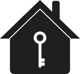 House and key icon . Home icon with key isolated on white background . Vector illustration