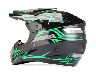 Modern motorcycle helmet with visor isolated on white