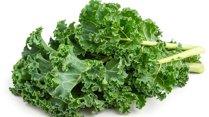 Obraz premium A_fresh_bunch_of_kale_leaves_isolated_on_a_white_background