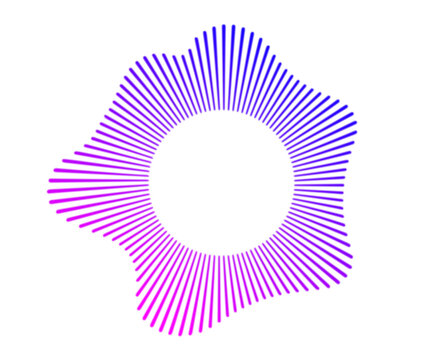 A set of neon equalizers. Audio multicolor waves. Radial curve of audio wave. Vector illustration.