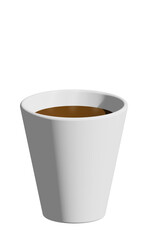 3d cup of coffee.Hot coffee in white cup.
