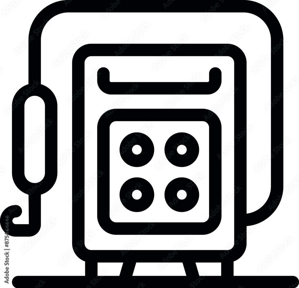 Poster line icon of an electric control panel with buttons for operating a robotic arm