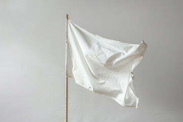 A white flag is blowing in the wind