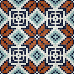 Fototapeta premium Mosaic tiles background, seamless vector pattern