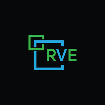 RVE letter logo design on black background
