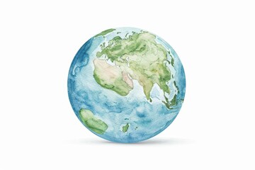 Fototapeta premium A soft watercolor rendering of the greenhouse effect, showing the Earths atmosphere trapping heat from the sun, isolate on white background with copy space