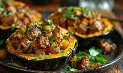 Sausage Stuffed Acorn Squash