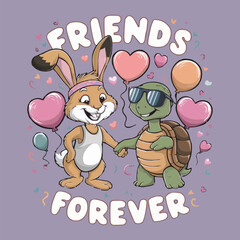 Fototapeta premium Best Pals Always. friends forever, tee shirt print.