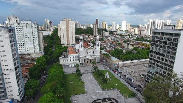 Aerial view of Bas&iacute;lica Santu&aacute;rio de Nossa Senhora de Nazar&eacute; - Bel&eacute;m, Par&aacute;, Brazil