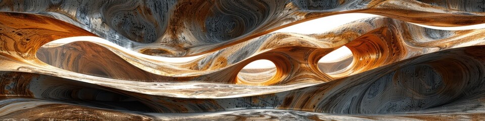 Intricate formations in natural sandstone cavern displaying unique erosion patterns illuminated by ambient sunlight reflecting through openings